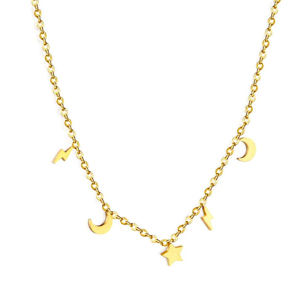 New Fashion 1 Star+2 Moons+2 Lightnings Accessories Necklace