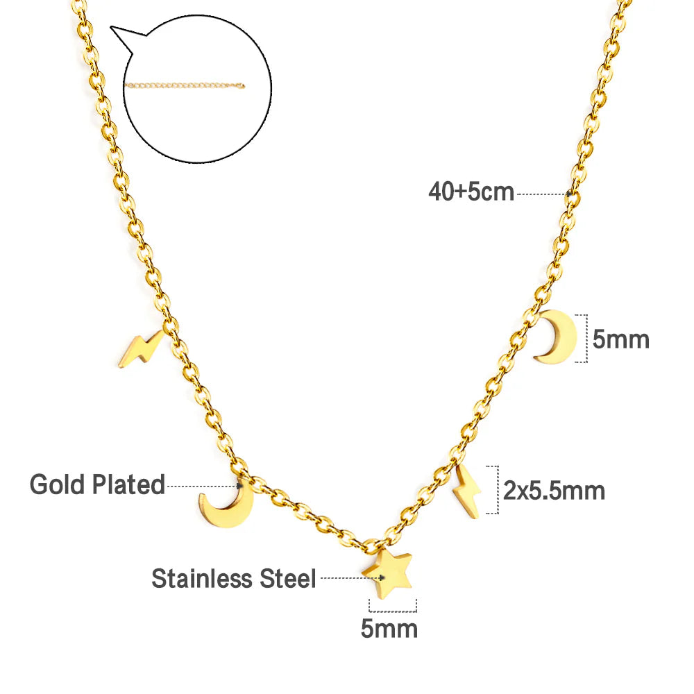 New Fashion 1 Star+2 Moons+2 Lightnings Accessories Necklace